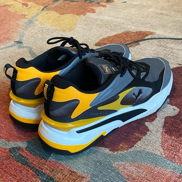 PUMA Men’s size 14 RS-Fast Trainers Sneakers - Yellow/Gray/Black LIKE NEW - Picture 2 of 8
